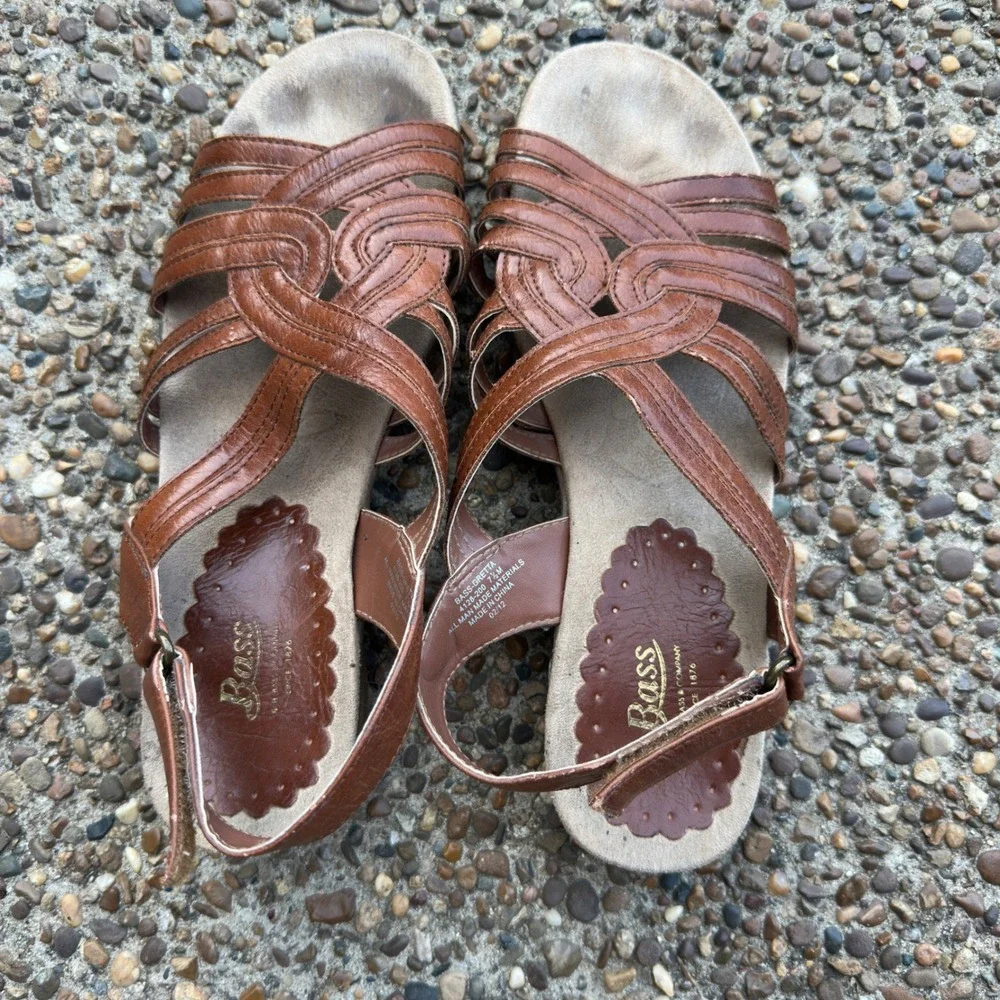 GH Bass Gretta Brown Strappy Slingback Wedge Sandals Womens 7.5 M 4128-200